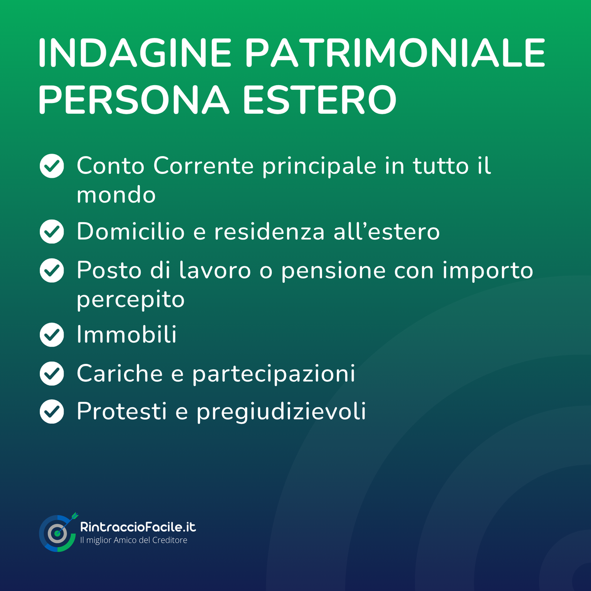 Indagine Patrimoniale Persona Estero