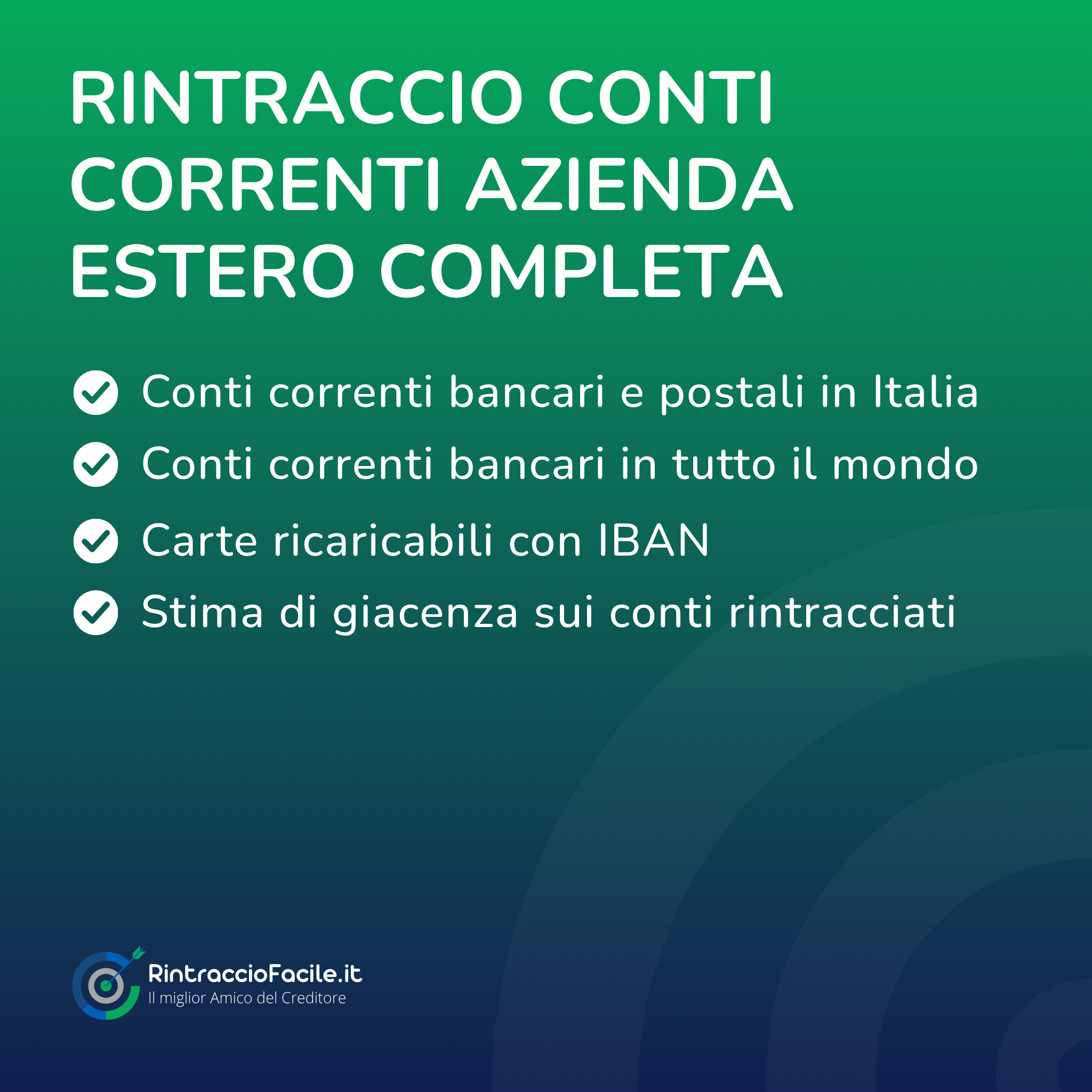 Rintraccio Conti Correnti Azienda Estero Completa