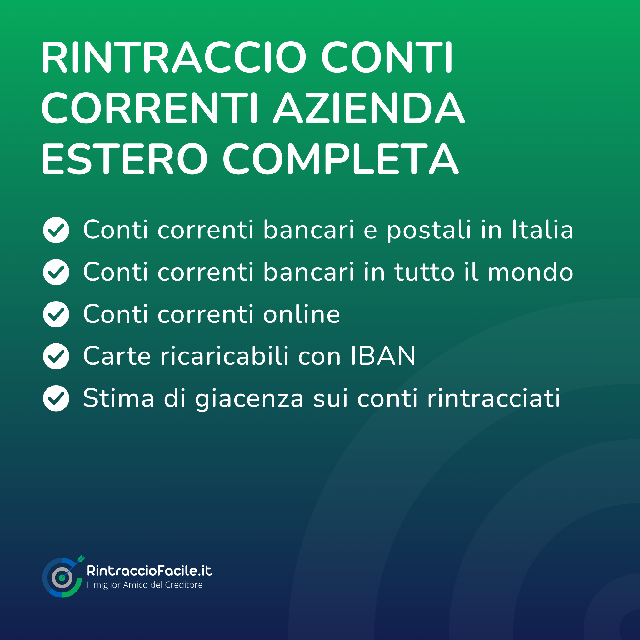 Rintraccio Conti Correnti Azienda Estero Completa